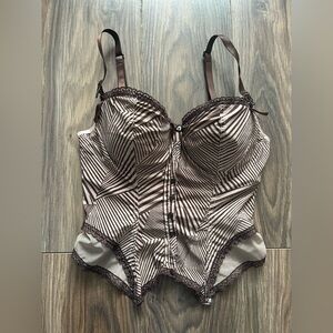 Striped Brown Lace Bustier Corset Top